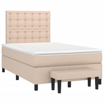vidaXL Boxspring met matras kunstleer cappuccinokleurig, Verzenden