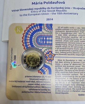 Slowakije. 2 Euro 2014 Slovakian Membership in EU - Signed