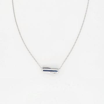 Ketting met hanger - 14 karaat Witgoud - Diamant - Saffier