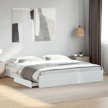 vidaXL Bedframe met lades bewerkt hout wit 180x200 cm, Huis en Inrichting, Slaapkamer | Bedden, Verzenden, Nieuw
