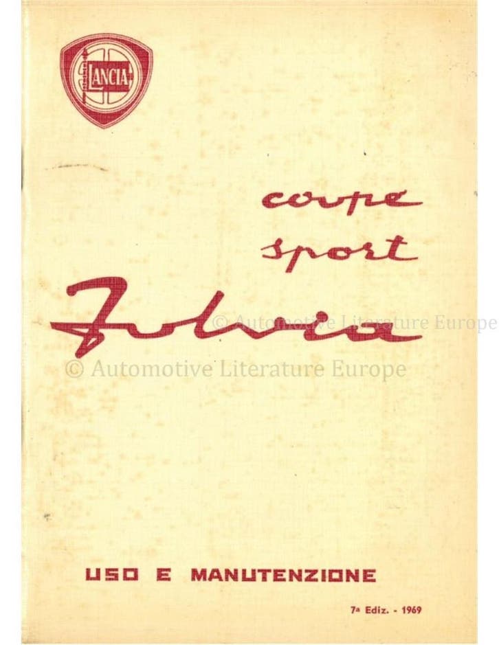 1969 LANCIA FULVIA COUPE / SPORT INSTRUCTIEBOEKJE ITALIAANS, Auto diversen, Handleidingen en Instructieboekjes, Ophalen of Verzenden