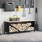 vidaXL Brandhoutrek met houten blad 100,5x35,5x40 cm zwart, Verzenden
