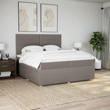 vidaXL Boxspring met matras stof taupe 200x200 cm, Verzenden, Nieuw
