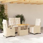 vidaXL 4-delige Tuinset met kussens poly rattan beige, Verzenden, Nieuw, Tuinset