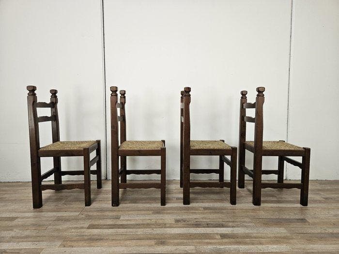 Stoel - Rustieke stoelen van massief hout - Hout - Set van, Antiquités & Art, Curiosités & Brocante