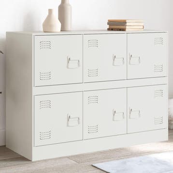 vidaXL Dressoir 99x39x73 cm staal wit, Verzenden, Nieuw