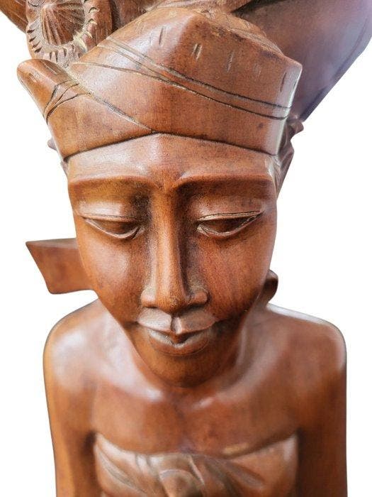 Handgesneden houten buste van Balinese man - Buste -, Antiquités & Art, Art | Art non-occidental