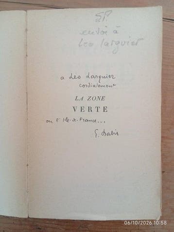 Eugène Dabit - La zone verte [Dédicacé à Léo Larguier