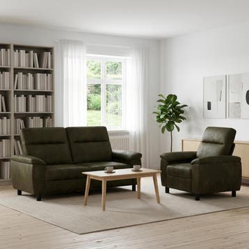 vidaXL bank / zetelstel 2 pcs Leger Groen Kunst Suède Leer, Verzenden
