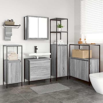 vidaXL Badkamermeubel Set 5 st Grijs 36 x 35 x 165 cm, Verzenden, Nieuw