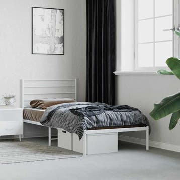 vidaXL Bedframe met hoofdbord metaal wit 90x200 cm, Verzenden