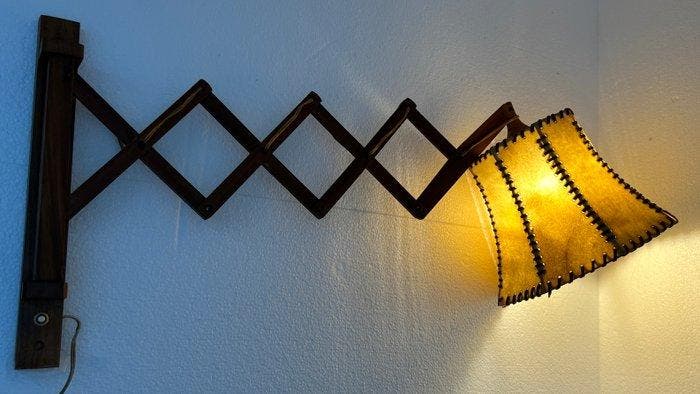 Lampe murale - Lampe à pince en bois de teck - Danish Design, Antiek en Kunst, Antiek | Verlichting