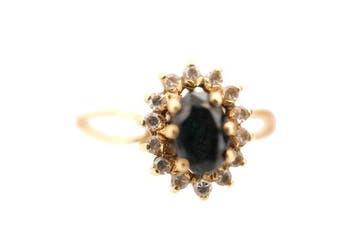 Ring - 19.2 kt. Geel goud Saffier - diamanten, Nieuw