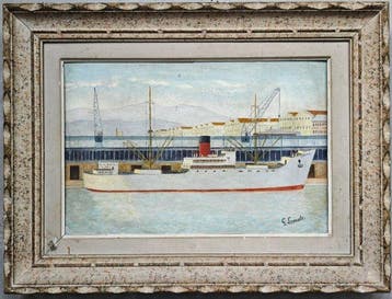 École française (c.1920) - Bateau de commerce à quai
