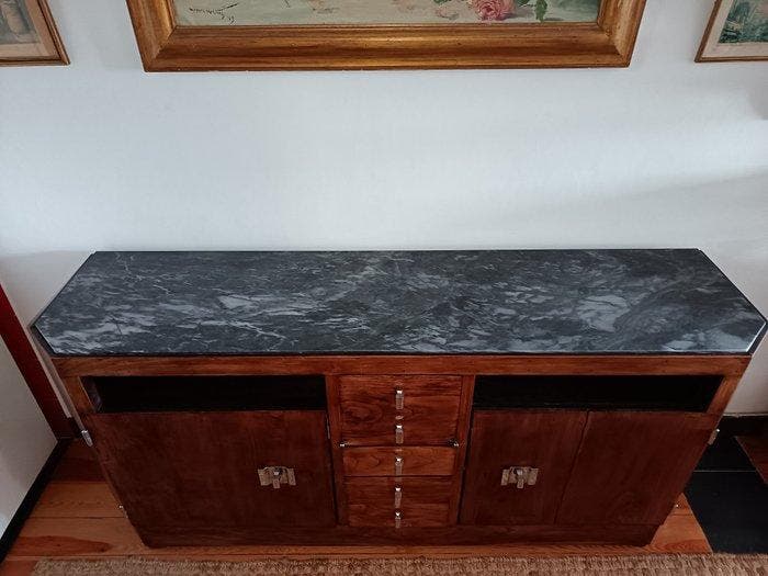 Dressoir - Vernikkeld messing, Mármore Bardiglio Nuvolato -, Antiquités & Art, Art | Objets design