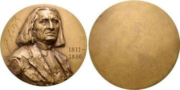 Einseitige Bronze-gussmedaille 1985 Musik Liszt, Franz 18..., Verzenden