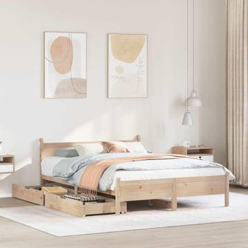 vidaXL Bedframe zonder matras massief grenenhout 140x190 cm, Verzenden, Nieuw