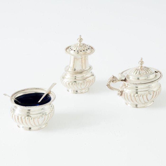 Tafelgarnituur ca. 1960-1970 - Zout- en pepervaatjes (3) -, Antiquités & Art, Antiquités | Argent & Or