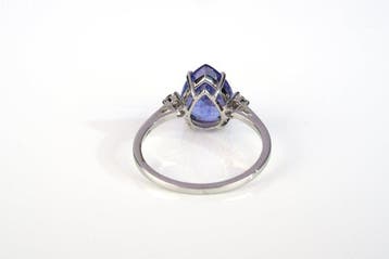 Bague - 18 carats Or blanc - 2.50ct. tw. Tanzanite - Diamant
