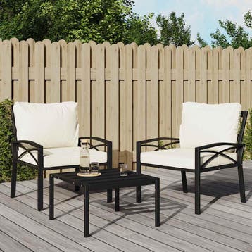 vidaXL Tuinstoelen met zandkleurige kussens 2 st 68x76x79 cm, Verzenden