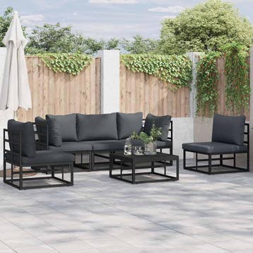 vidaXL Tuinbank Set 6 st Zwart Aluminium, Verzenden, Nieuw