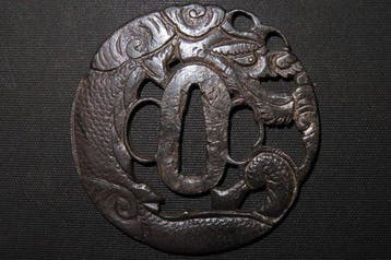 Katana - Fer forgé - C6-225 Daito Dragon Sukashi Tsuba :, Antiquités & Art