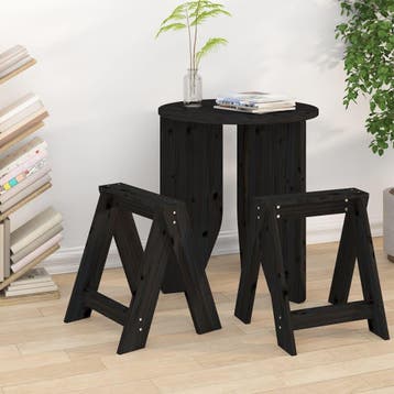 vidaXL Krukken 2 st 40x40x45 cm massief grenenhout zwart, Huis en Inrichting, Stoelen, Verzenden, Nieuw