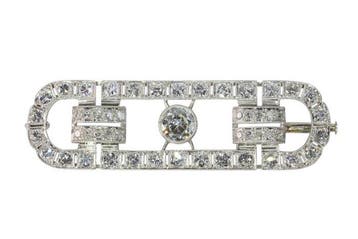 Broche Platina - 4.92ct. tw. - Diamant - Vintage 1950