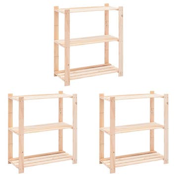 vidaXL Opbergrekken 3-laags 3 st 80x38x90 cm massief, Verzenden