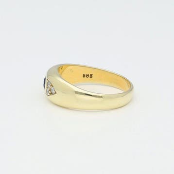 Bague - 14 carats Or jaune Saphir - Diamant, Bijoux, Sacs & Beauté