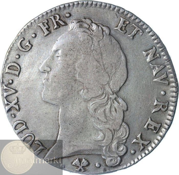 Frankrijk. Lodewijk XV. Ecu 1764 L (Bayonne) ZELDZAAM, Postzegels en Munten, Munten | Europa | Niet-Euromunten