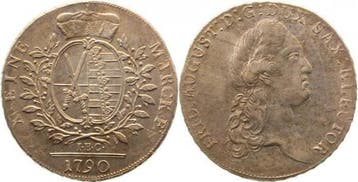 Duitsland 1 taler, daalder Sachsen 1790 Vikariat schoene..., Verzenden