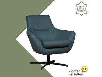 Leren draaifauteuil Wing - Massif Whale (blauw/grijs), Nieuw, Ophalen of Verzenden, 75 tot 100 cm, Industrieel, Modern