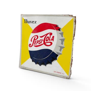 Blikken reclame bord Buvez Pepsi-Cola, Frankrijk - Emaille