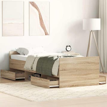 vidaXL Bedframe met hoofd- en voeteneinde sonoma eikenkleur, Verzenden, Nieuw