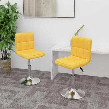 vidaXL Eetkamerstoelen draaibaar 2 st stof geel, Verzenden, Nieuw