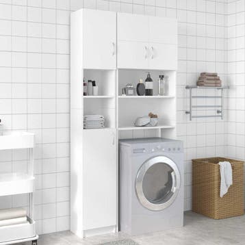 vidaXL Badkamerkast 32x25,5x190 cm bewerkt hout wit, Verzenden