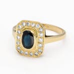 Bague - 18 carats Or jaune - Diamant - Saphir