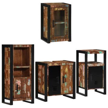 vidaXL Badkamermeubel Set 4 pcs Multikleur Massief, Verzenden, Nieuw