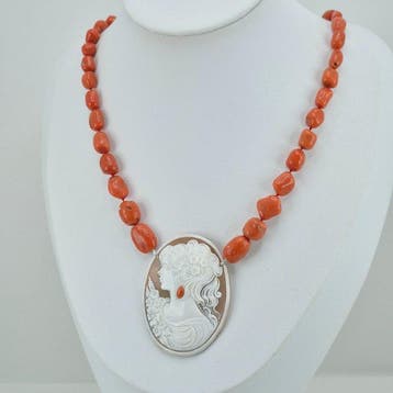 Koraal - Zilver - Halsketting - CORALLO MEDITERRANEO