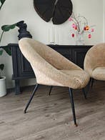 Chaise longue - Métal, Bouclé - Deux fauteuils-lounge du