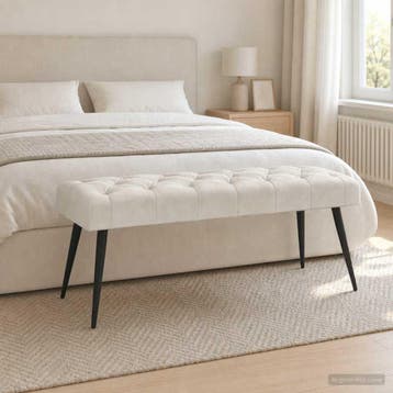 vidaXL Bank met knopen tufting Crèmekleurig 110 x 40 x 46 cm, Verzenden, Nieuw