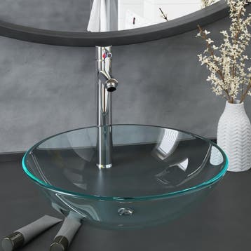 vidaXL Wastafel met kraan en pop-up afvoer gehard glas, Verzenden