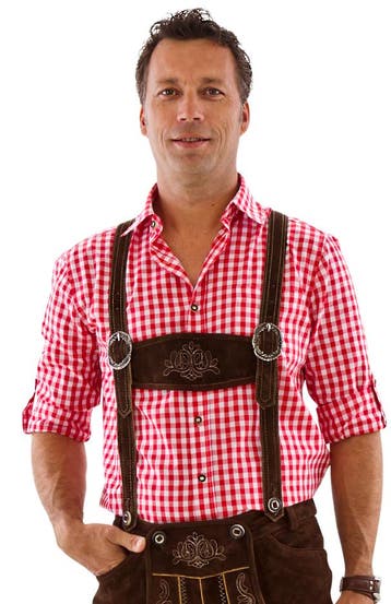 Overhemd Krempelarm 100% kt rd/wit, Hobby en Vrije tijd, Verzenden, Nieuw