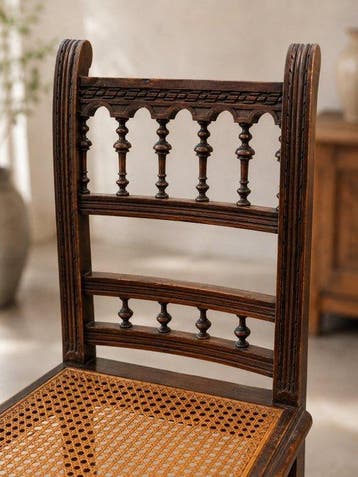 Stoel - Beuken - Hout met caning Henri II