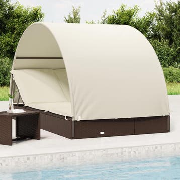 vidaXL Ligbed 2-persoons met rond dak 211x112x140 cm poly, Verzenden, Nieuw