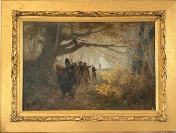 Continental school (XX) - Travellers on a forest path