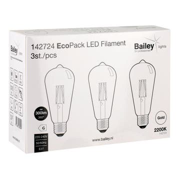 Bailey EcoPack 3x Led Filament St64 E27 4W Or 2200K - 142724, Verzenden
