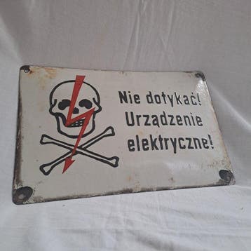 Electrocutiegevaar opgepast - Emaille bord - Emaille