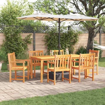 vidaXL Tuin Eettafel Set 7 st Bruin Massief Acacia Hout, Verzenden, Nieuw